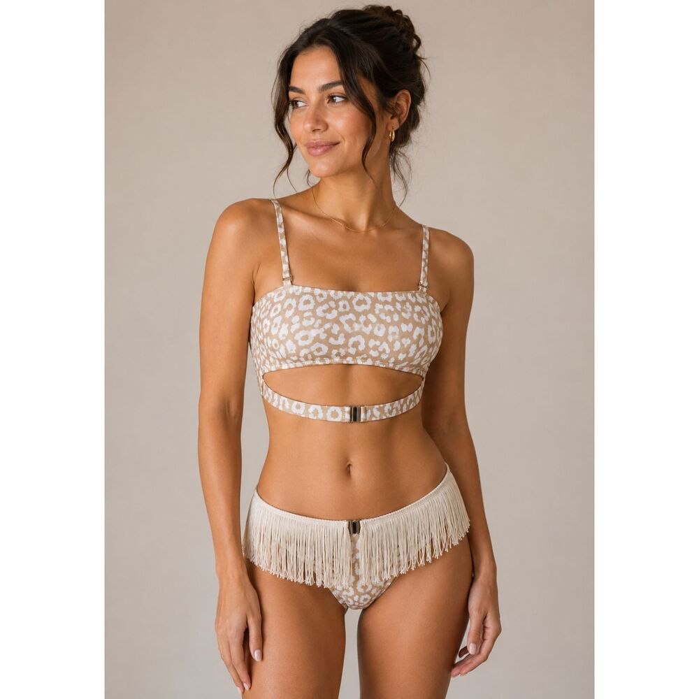 2-Piece Swim Suit Sexy Tassel Beachwear Push-up M